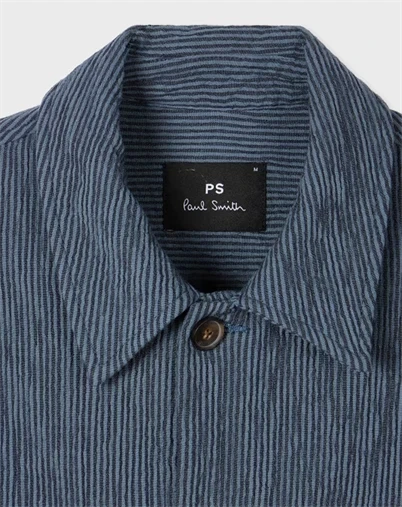 Paul Smith - Mid Blue Textured Stripe Chore Jakke - Indigo